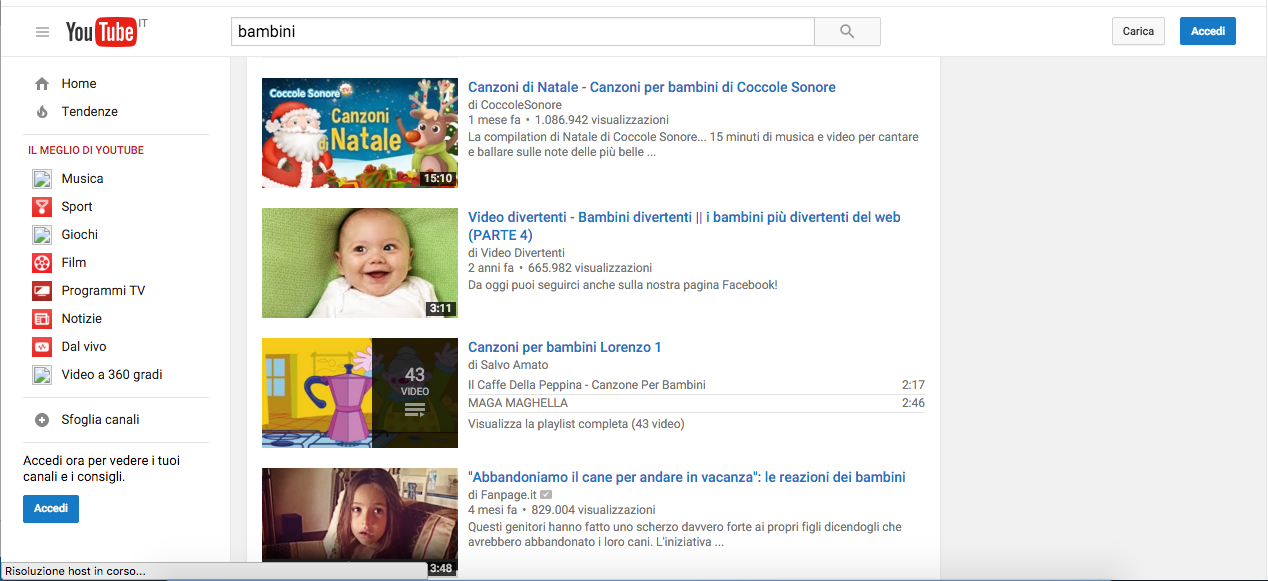 YouTube è il sistema più potente per ascoltare canzoni per bambini