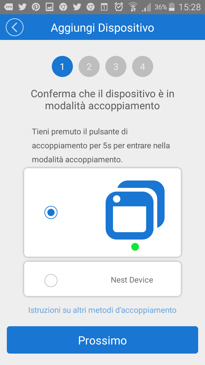 accoppiamento dispositivo ewelink