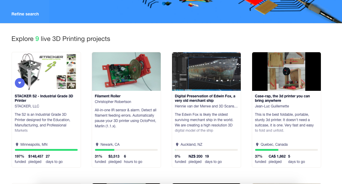 stampanti 3d su kickstarter
