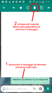 come cancellare un messaggio da whatsapp