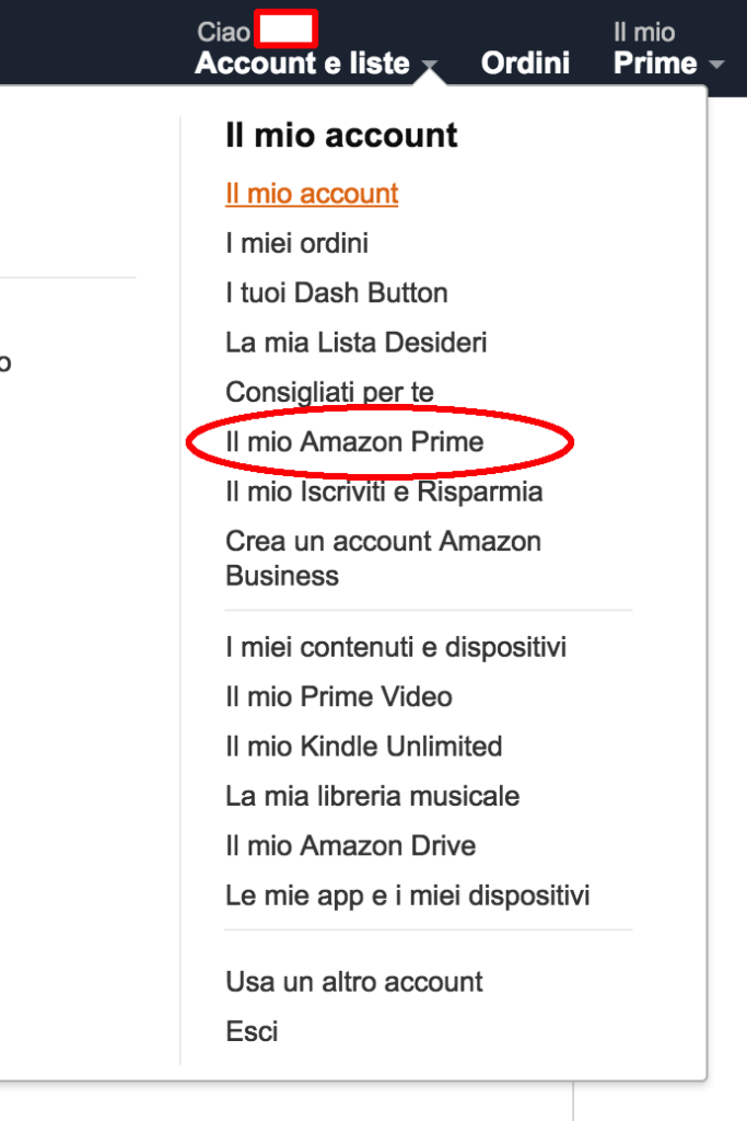 disdire amazon prime - il mio account