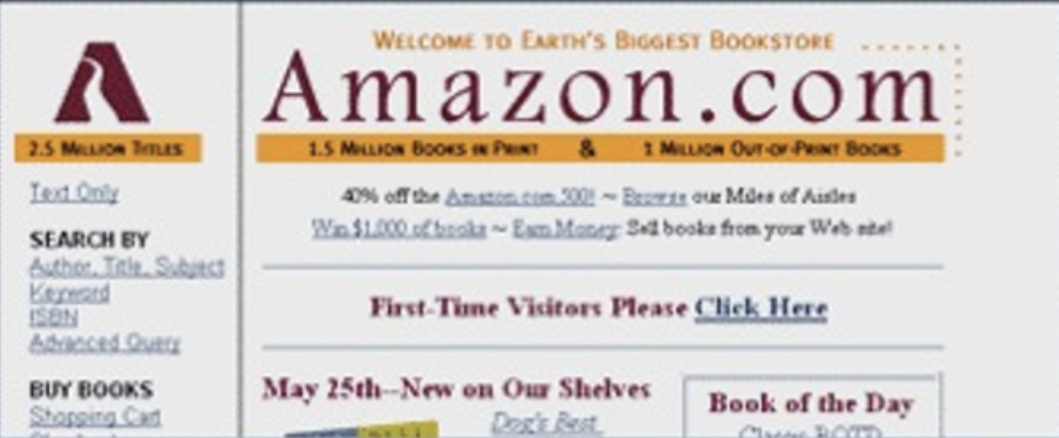 Chi ha fondato amazon? - Una delle prime home page del sito.