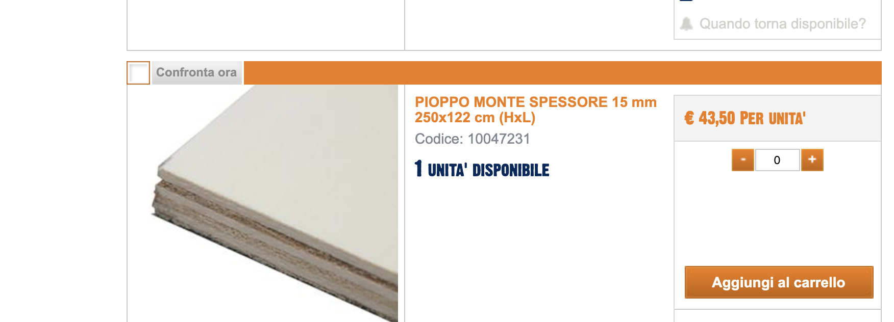 tavola di compensato usata per realizzare il cabinet del virtual pinball